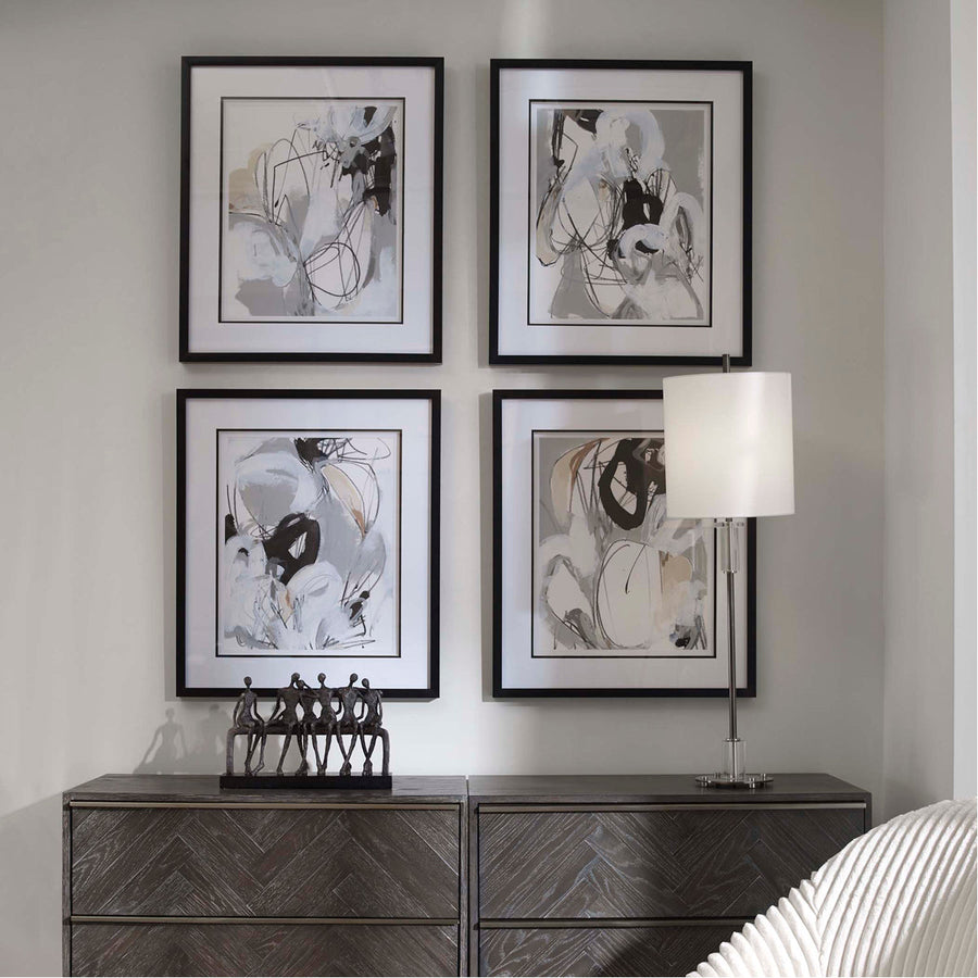 Uttermost Tangled Threads Abstract Framed Prints, Set of 4