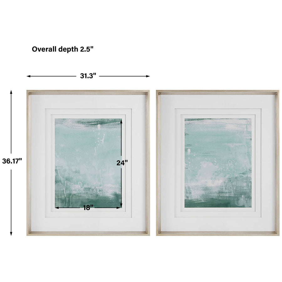 Uttermost Coastal Patina Modern Framed Prints, Set of 2