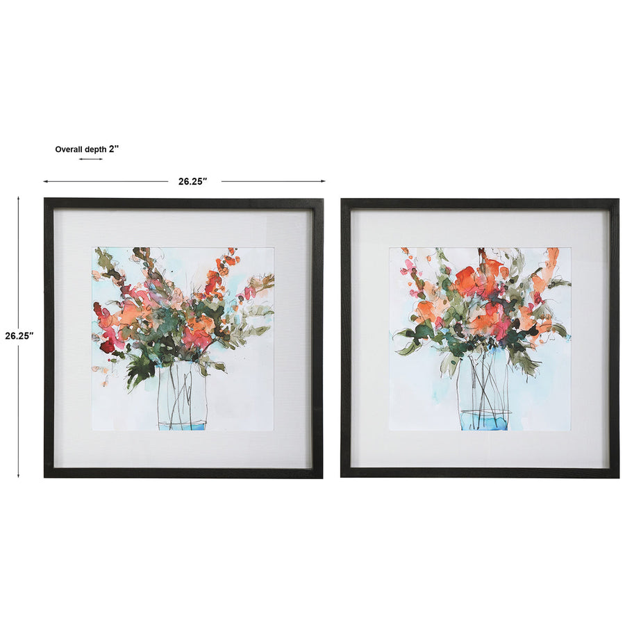 Uttermost Fresh Flowers Watercolor Prints, Set of 2