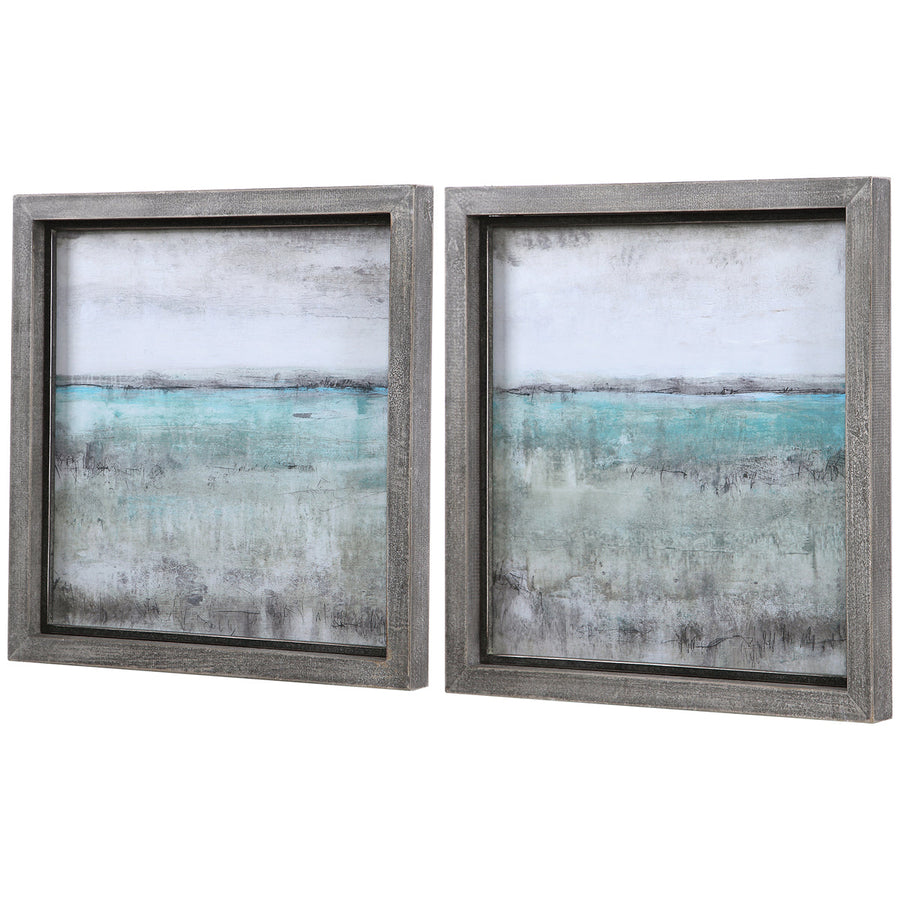 Uttermost Aqua Horizon Framed Prints, Set of 2