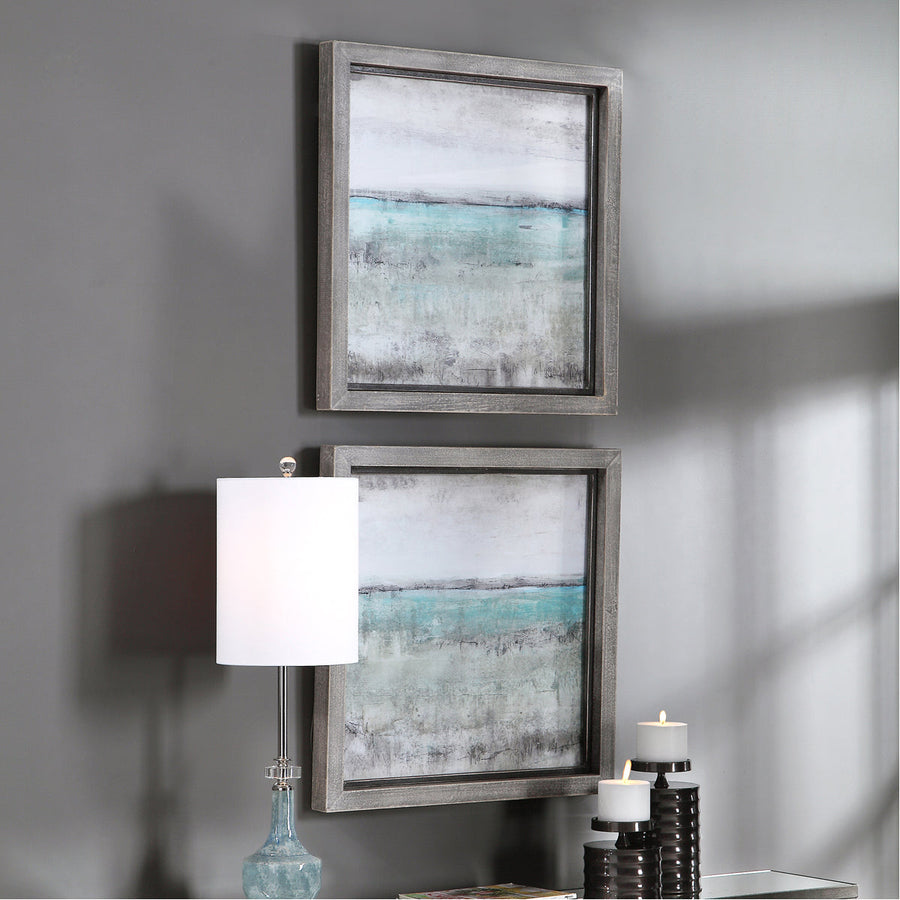 Uttermost Aqua Horizon Framed Prints, Set of 2