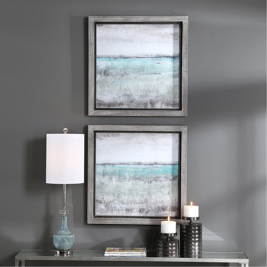 Uttermost Aqua Horizon Framed Prints, Set of 2