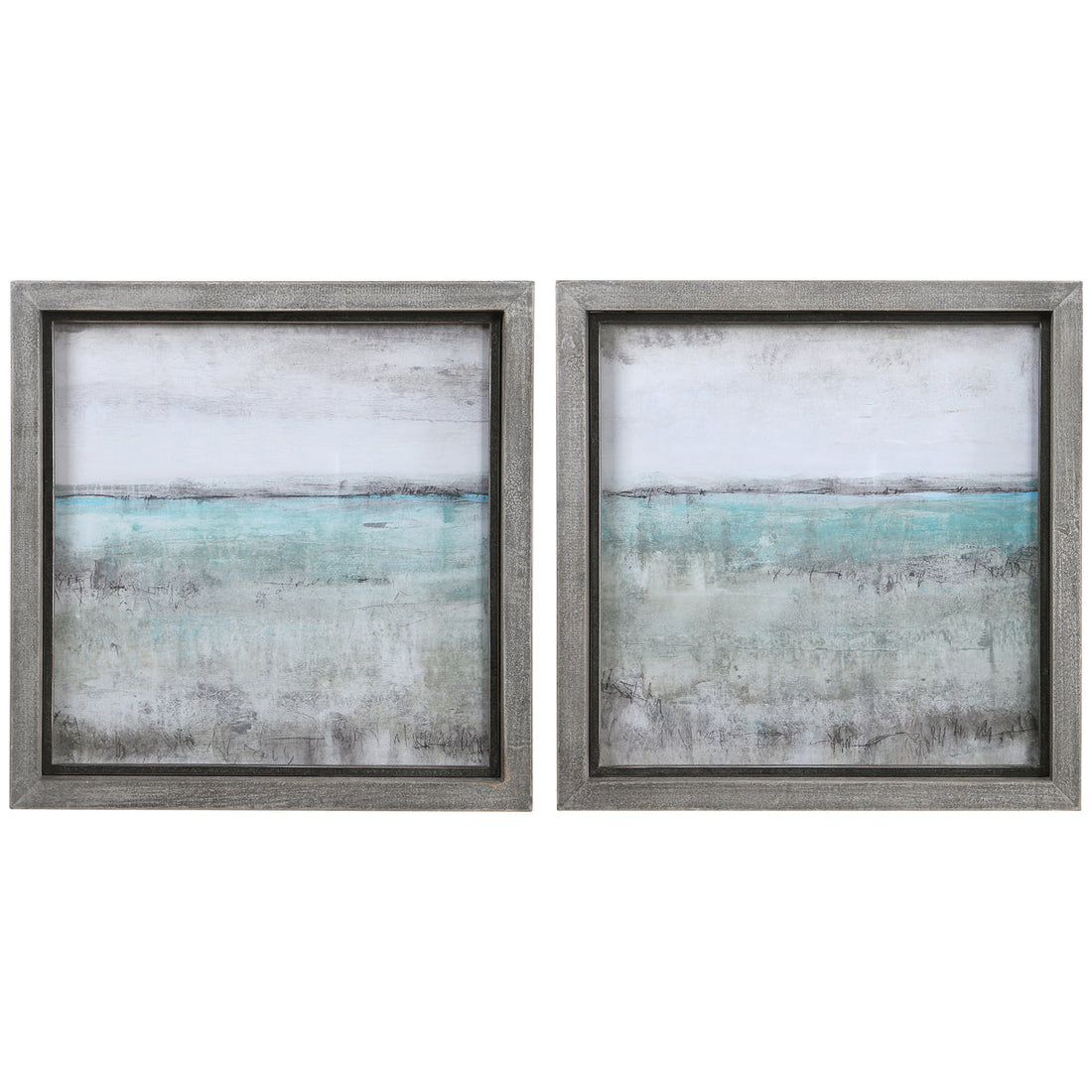 Uttermost Aqua Horizon Framed Prints, Set of 2