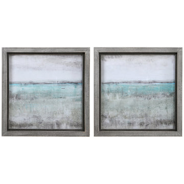 Uttermost Aqua Horizon Framed Prints, Set of 2