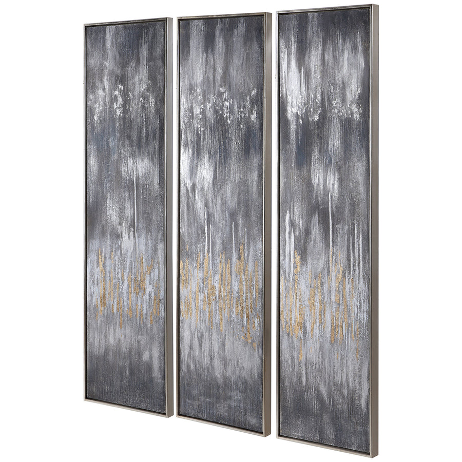 Uttermost Gray Showers Hand Painted Canvases Art, Set of 3