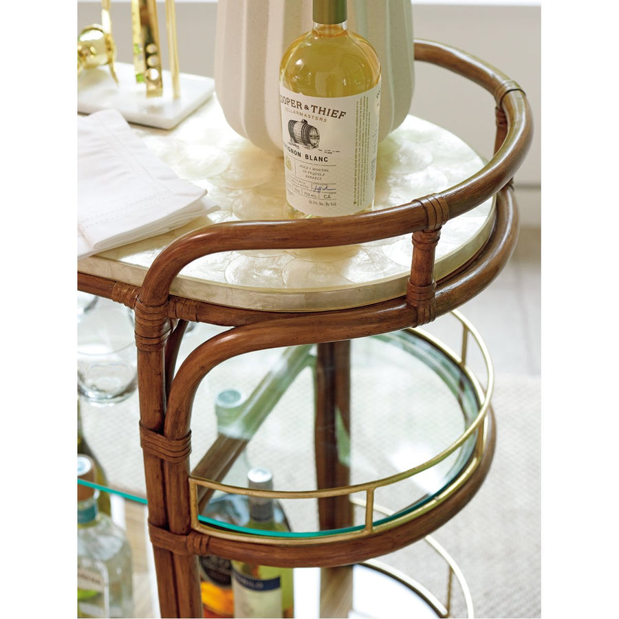 Tommy Bahama Palm Desert Toscana Rattan Mobile Bar Cart