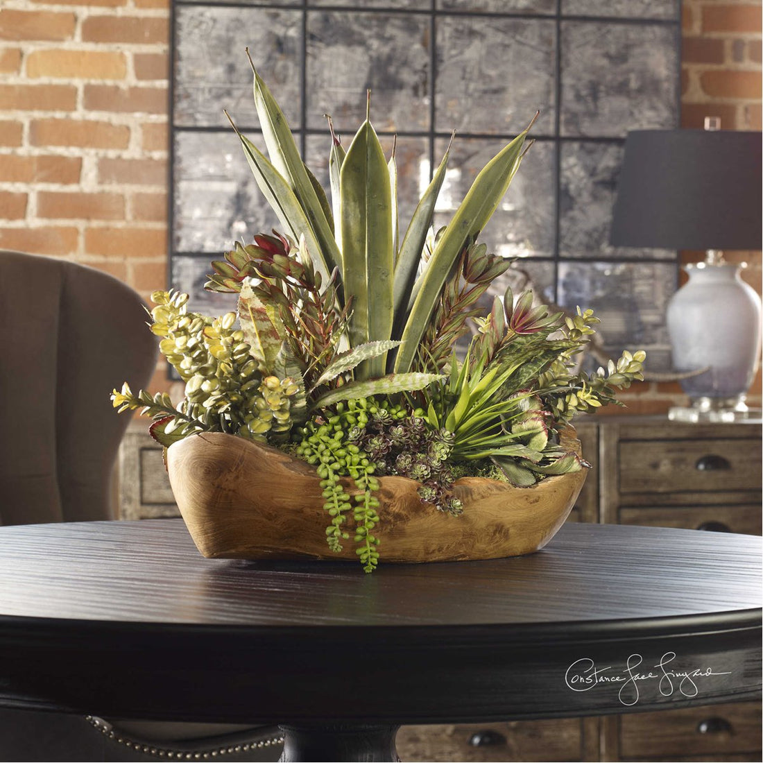 Uttermost Salar Succulents In Teak Bowl