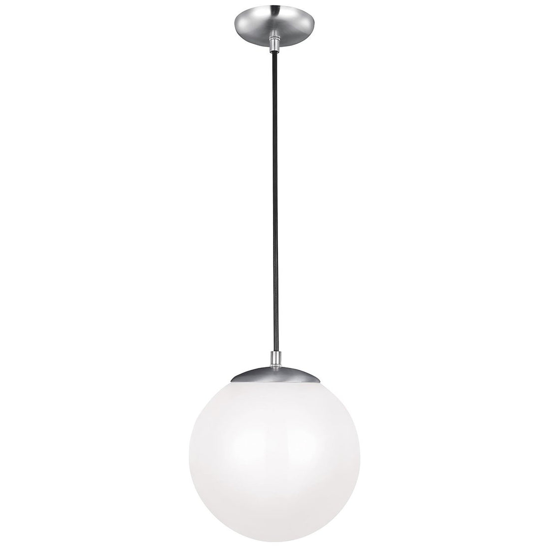 Sea Gull Lighting Leo Hanging Satin Aluminum Globe One Light Pendant