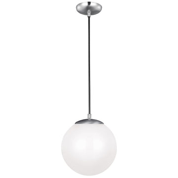 Sea Gull Lighting Leo Hanging Satin Aluminum Globe One Light Pendant