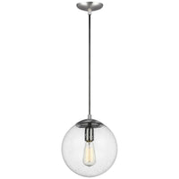 Sea Gull Lighting Leo - Hanging Globe 1-Light Pendant - Satin Aluminum