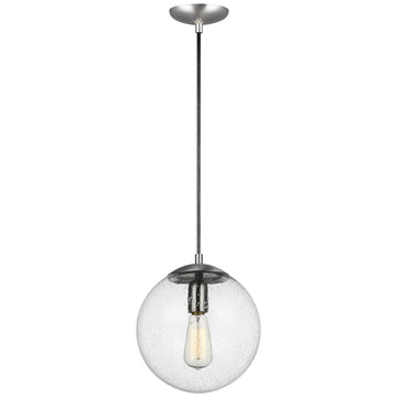 Sea Gull Lighting Leo - Hanging Globe 1-Light Pendant - Satin Aluminum