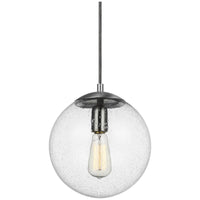 Sea Gull Lighting Leo - Hanging Globe 1-Light Pendant - Satin Aluminum