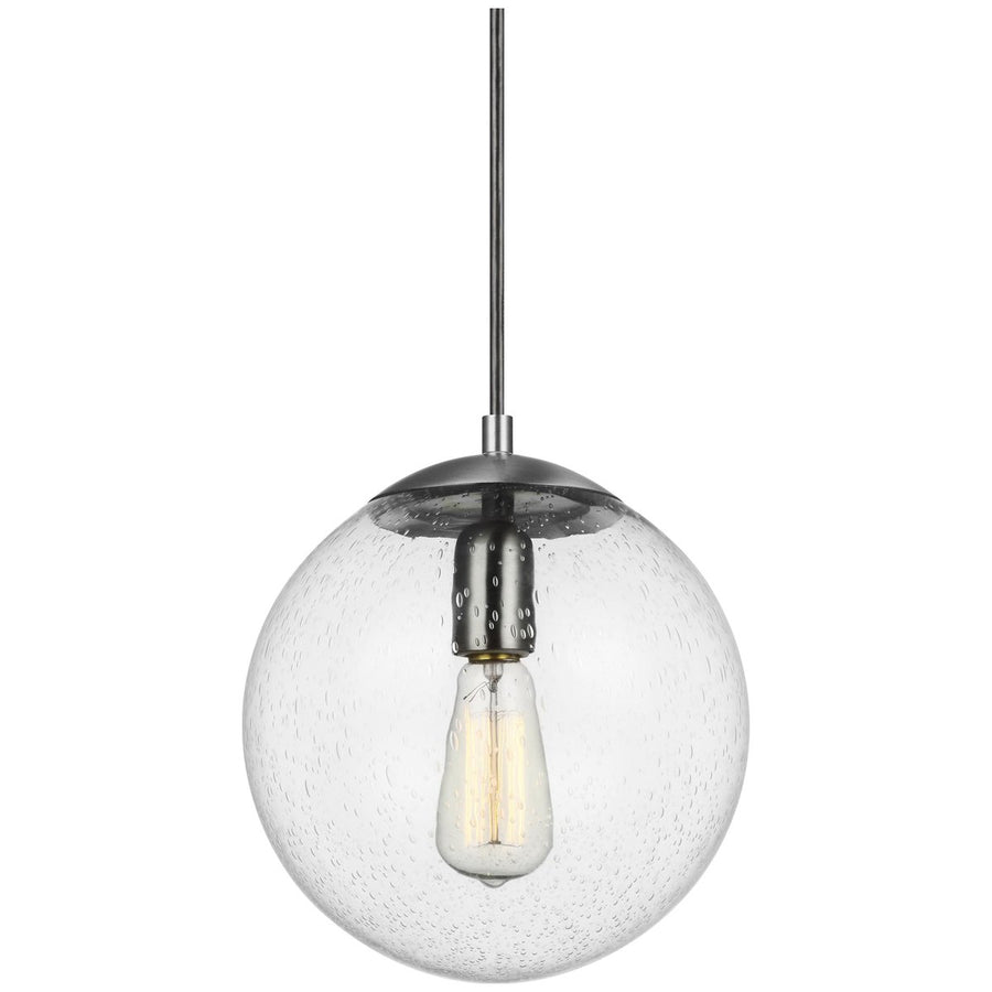 Sea Gull Lighting Leo - Hanging Globe 1-Light Pendant - Satin Aluminum