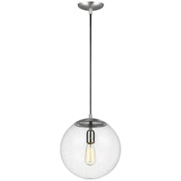 Sea Gull Lighting Leo - Hanging Globe 1-Light Pendant - Satin Aluminum