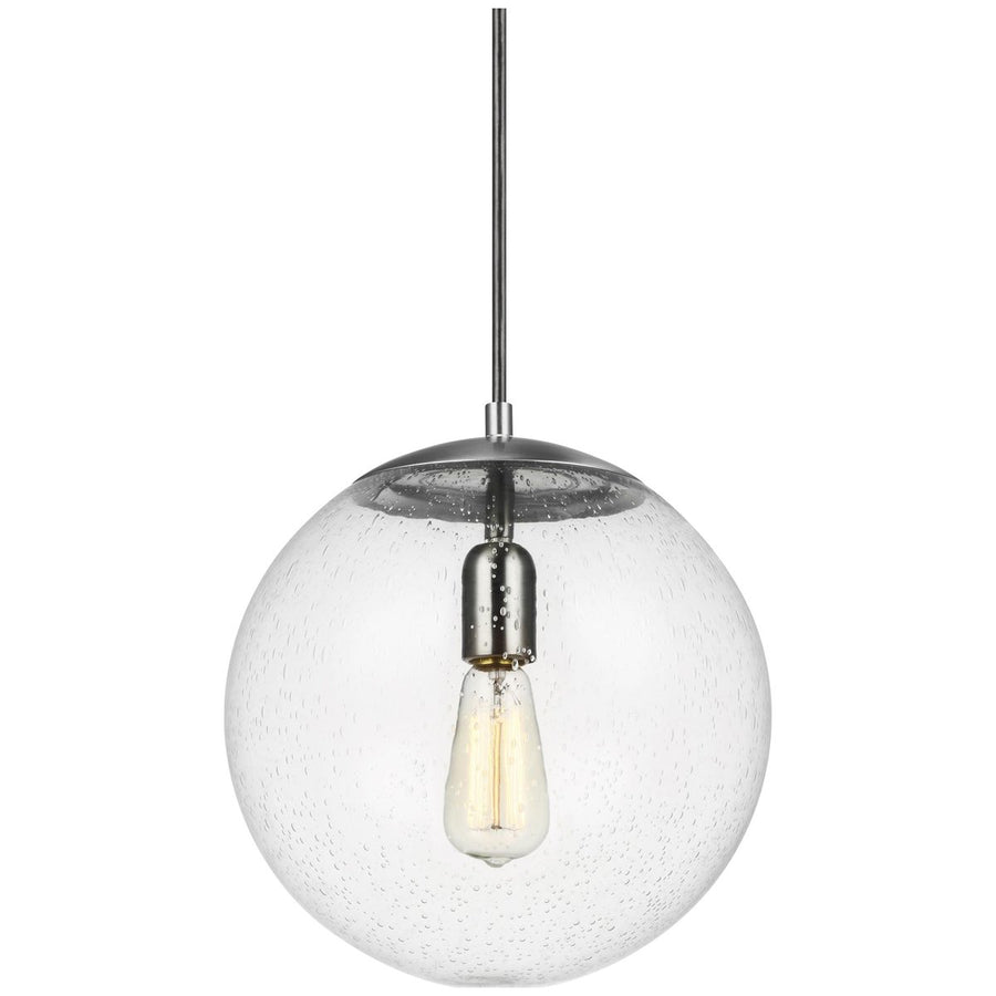 Sea Gull Lighting Leo - Hanging Globe 1-Light Pendant - Satin Aluminum