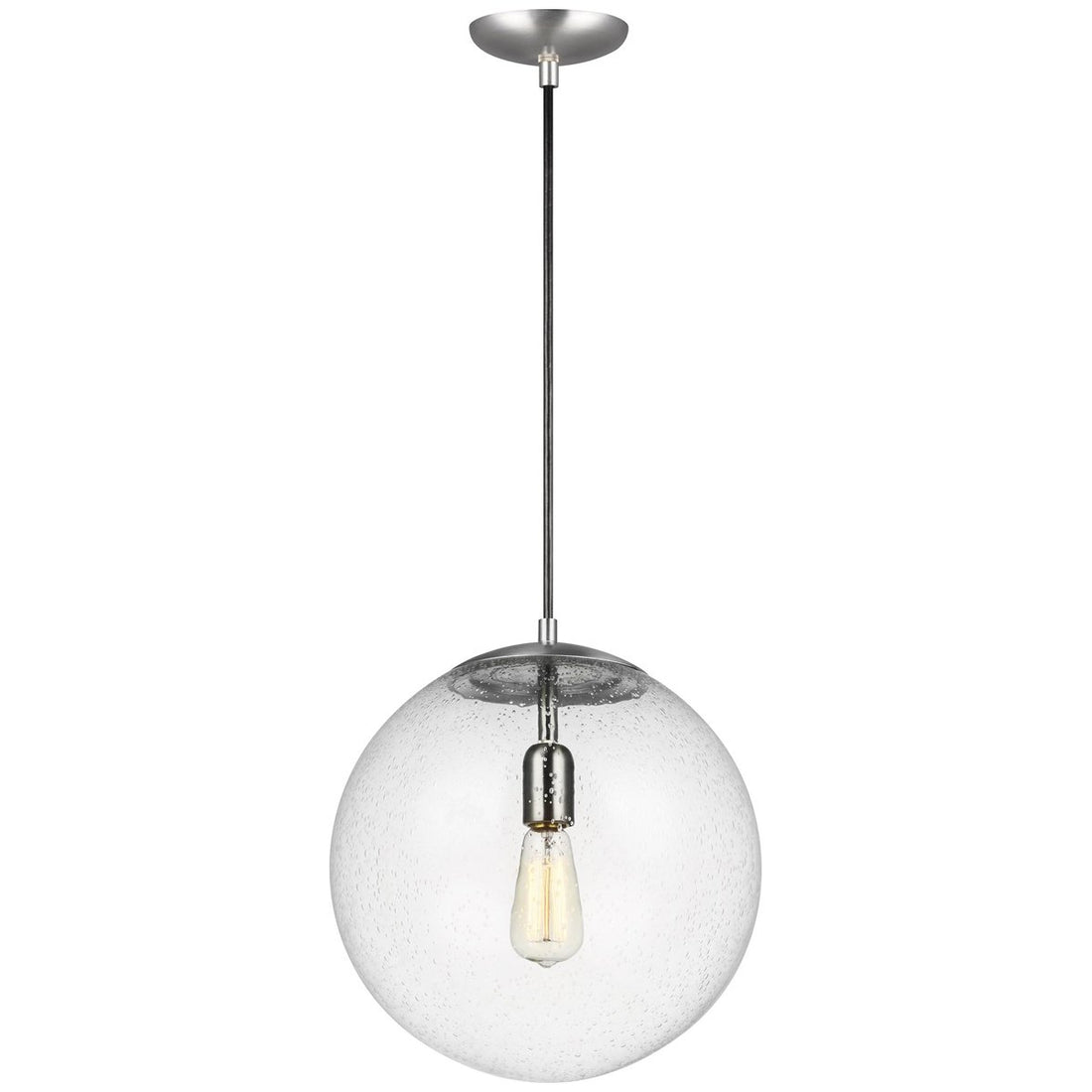 Sea Gull Lighting Leo - Hanging Globe 1-Light Pendant - Satin Aluminum