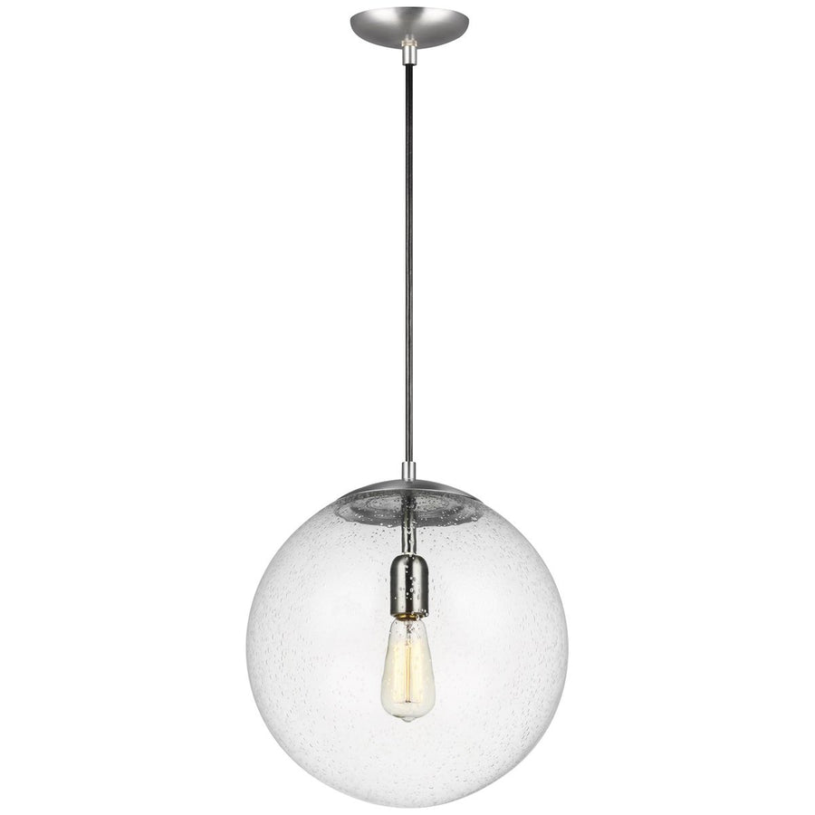 Sea Gull Lighting Leo - Hanging Globe 1-Light Pendant - Satin Aluminum