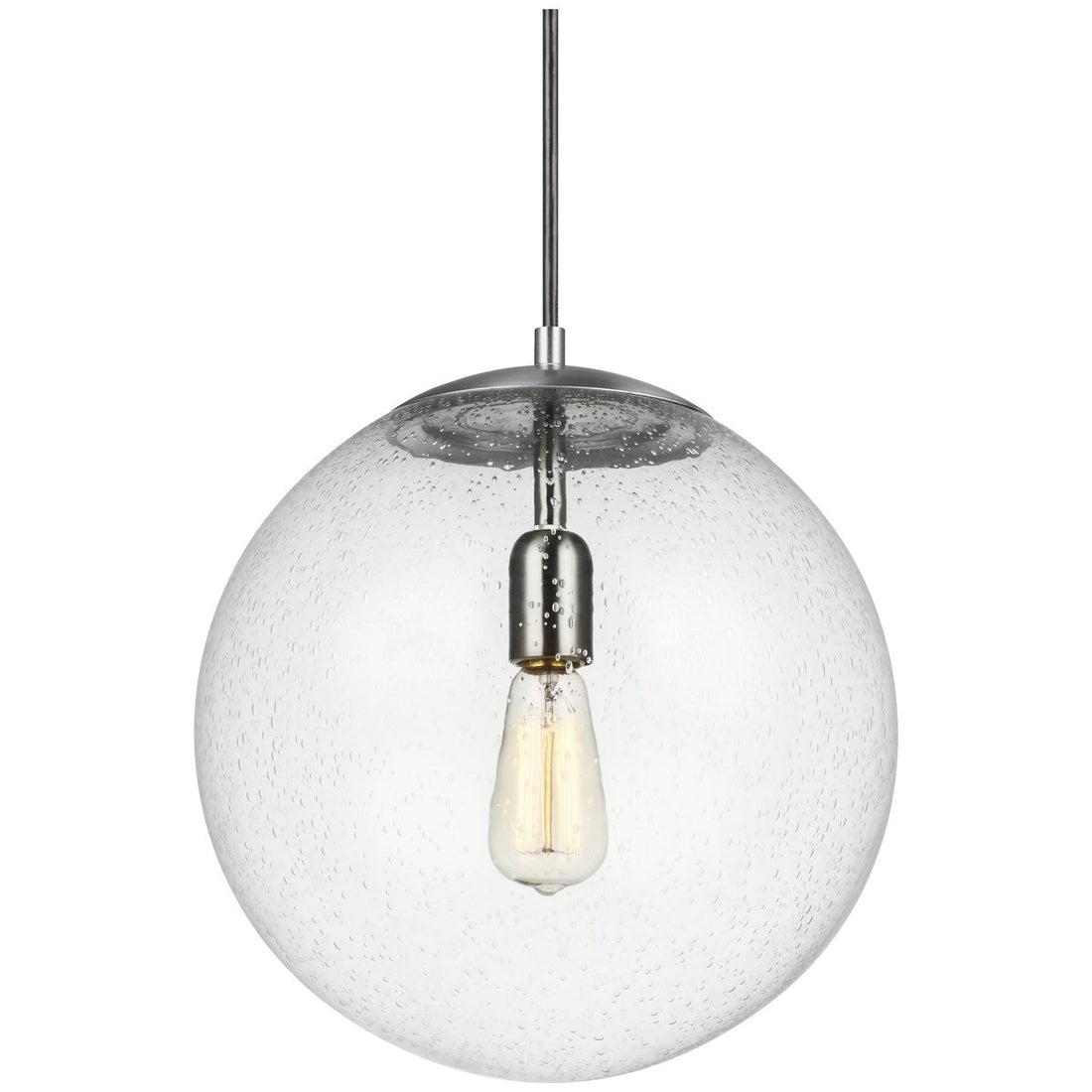 Sea Gull Lighting Leo - Hanging Globe 1-Light Pendant - Satin Aluminum