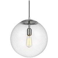 Sea Gull Lighting Leo - Hanging Globe 1-Light Pendant - Satin Aluminum