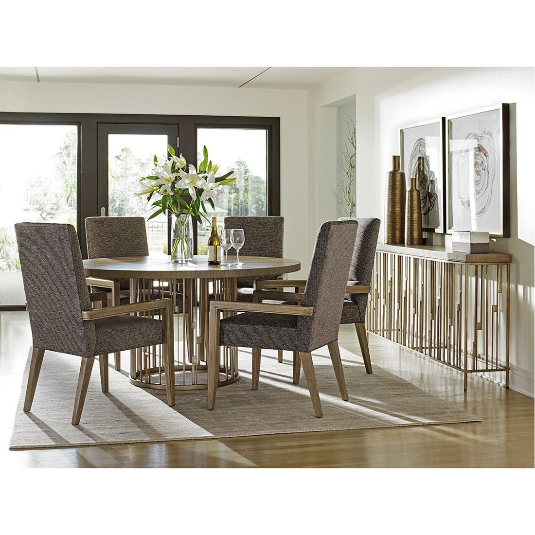 Lexington Rendezvous Round Metal Dining Table with Wooden Top