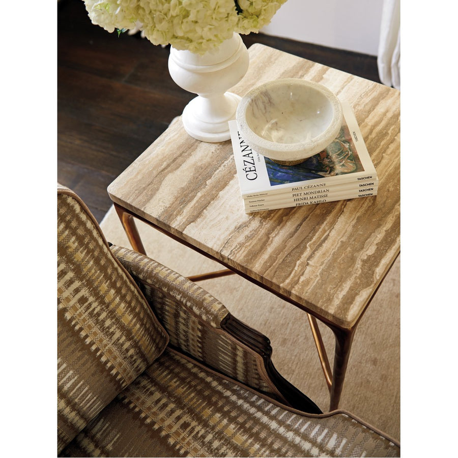 Lexington Silverado Menlo Park Metal End Table with Stone Top