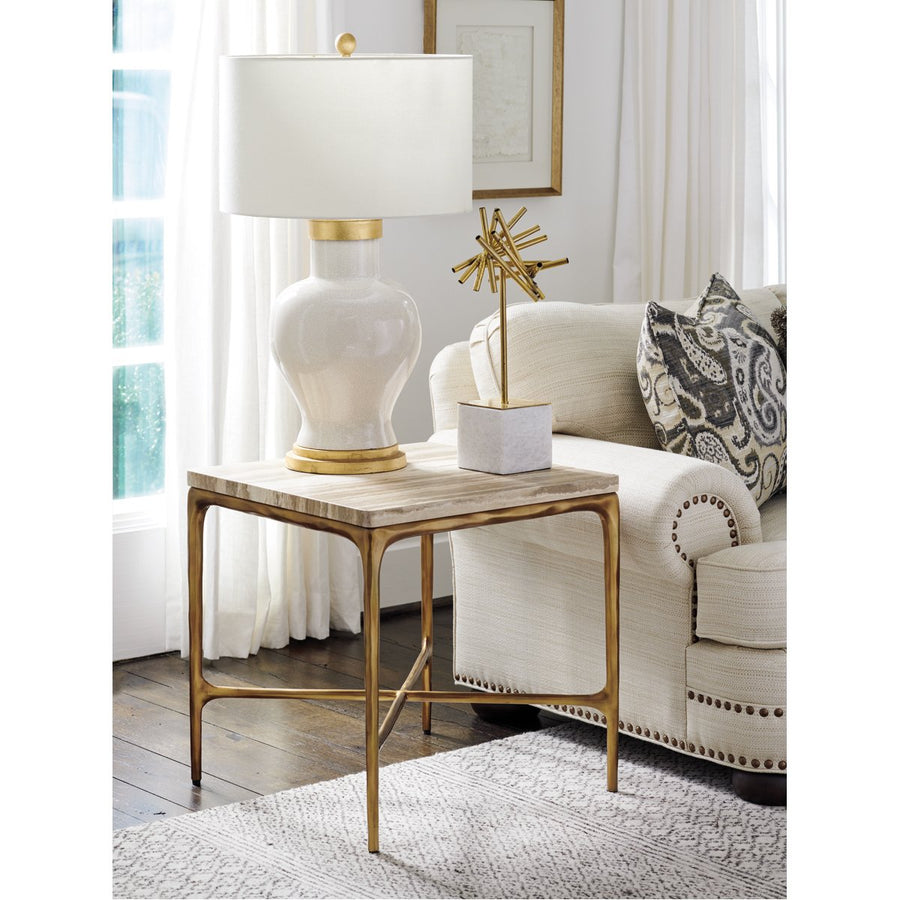 Lexington Silverado Menlo Park Metal End Table with Stone Top