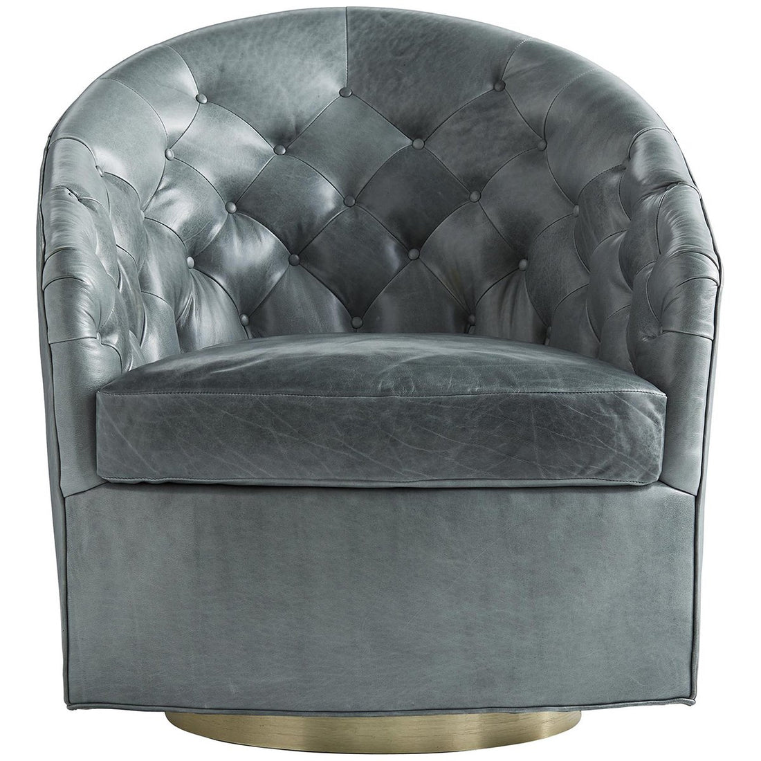 Arteriors Capri Leather Swivel Chair - Champagne/Juniper