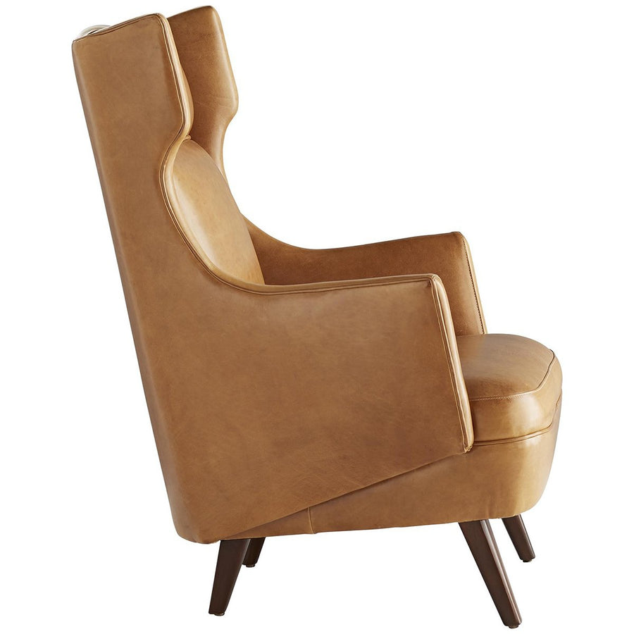 Arteriors Budelli Leather Wing Chair - Cognac/Dark Walnut