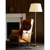 Arteriors Budelli Leather Wing Chair - Cognac/Dark Walnut