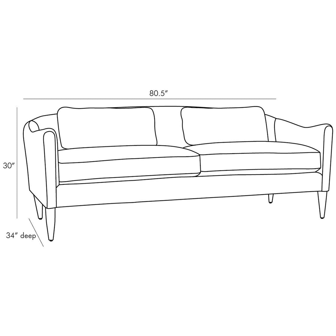 Arteriors Vincent Leather Sofa - Ink