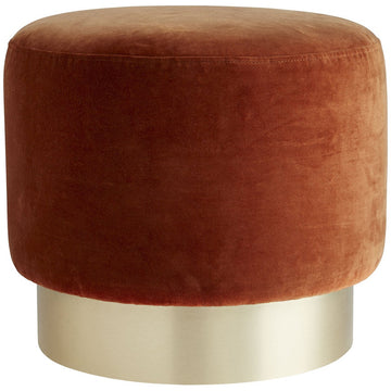 Arteriors Avalon Swivel Ottoman, Persimmon Velvet Champagne