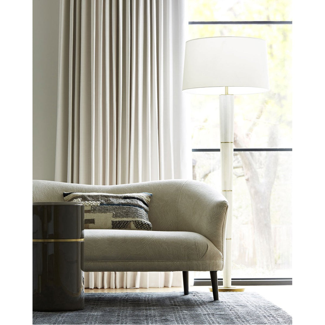 Arteriors Duprey Settee, Textured Ivory Grey Ash