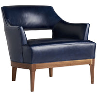 Arteriors Laurette Chair - Indigo Leather Dark Walnut