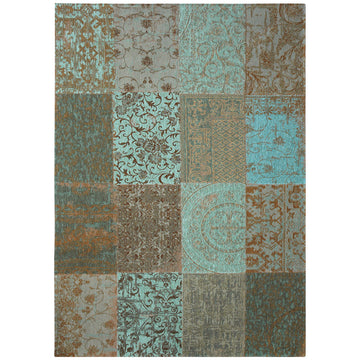 Louis de Poortere Vintage Patchwork 8006 Sea Blue Rug, 7'6" x 10'10"