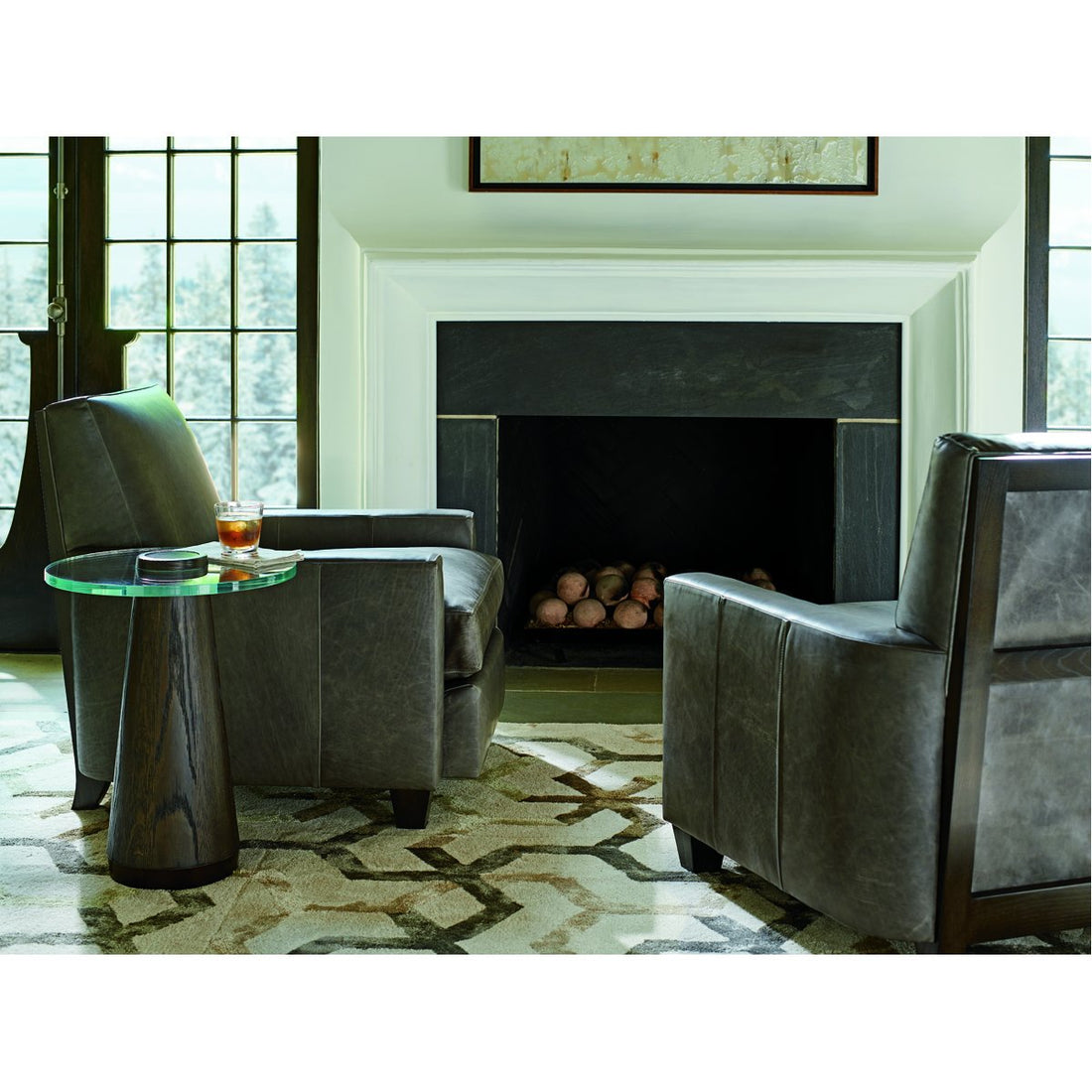 Lexington Barclay Butera Park City Apex Glass Top Accent Table