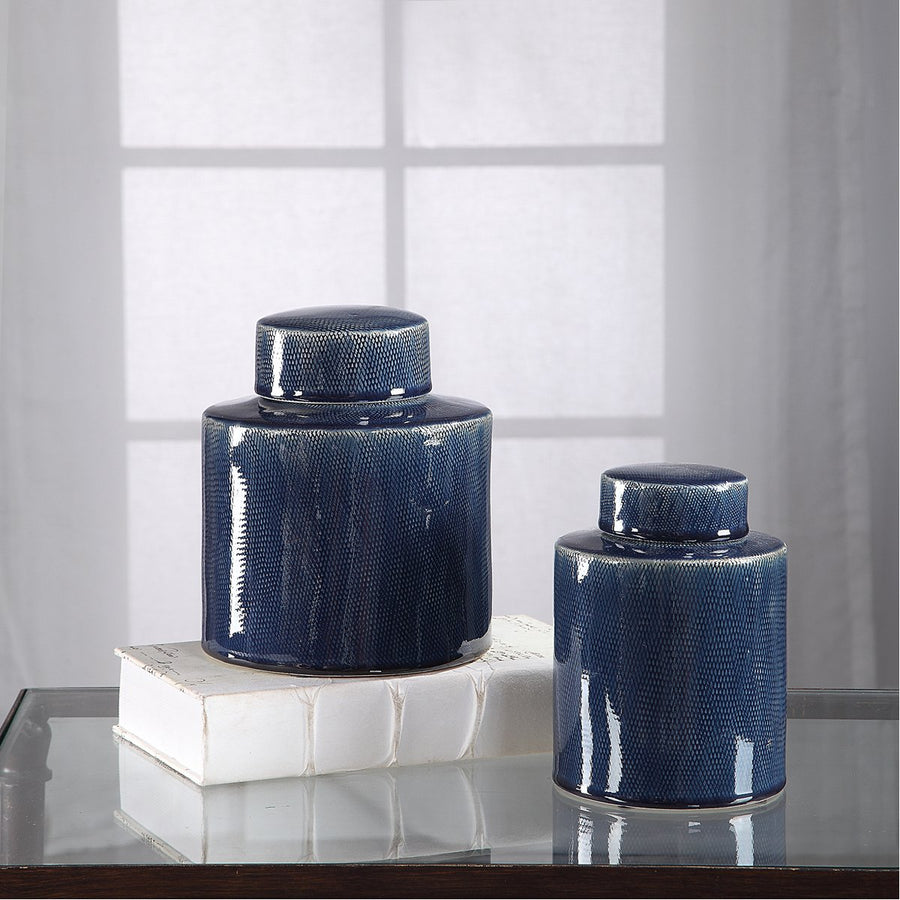 Uttermost Saniya Blue Containers, 2-Piece Set