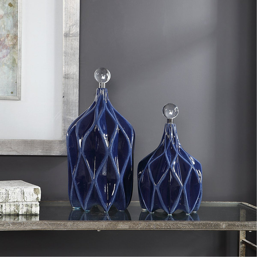 Uttermost Klara Geometric Bottles, 2-Piece Set