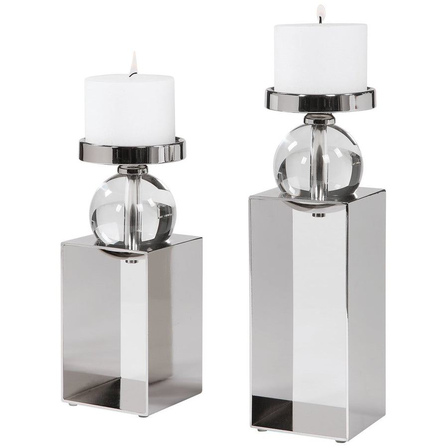 Uttermost Lucian Nickel Candleholders, 2-Piece Set