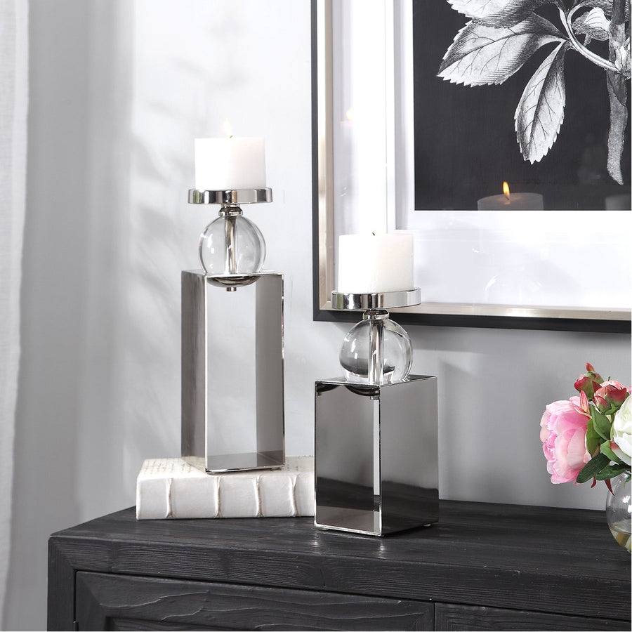 Uttermost Lucian Nickel Candleholders, 2-Piece Set