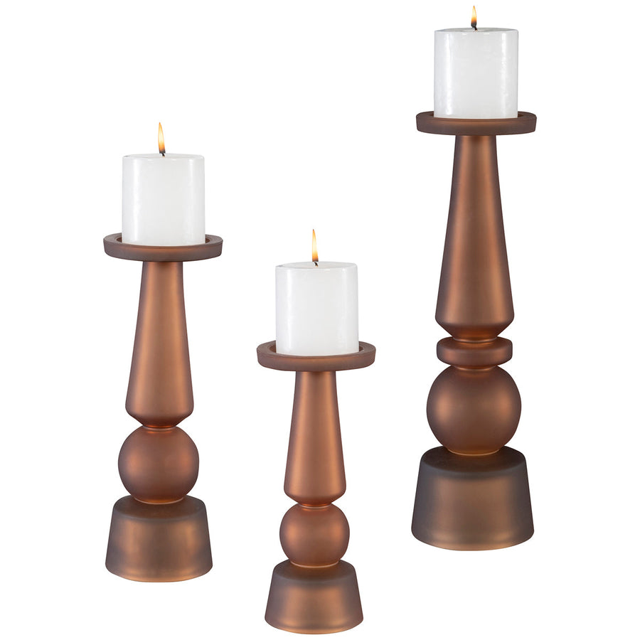 Uttermost Cassiopeia Butter Rum Glass Candleholders, 3-Piece Set