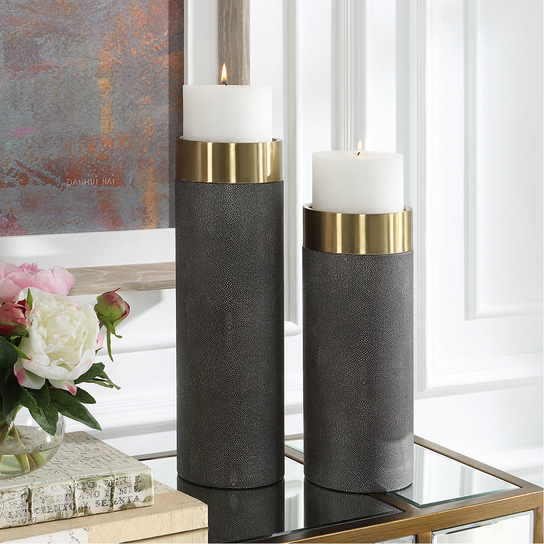 Uttermost Wessex Gray Candleholders, 2-Piece Set