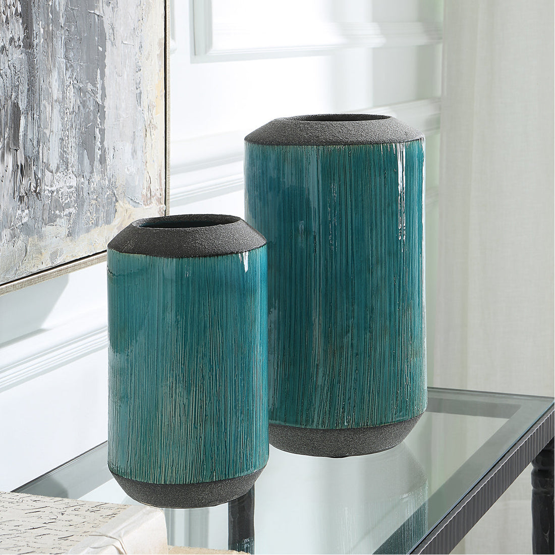 Uttermost Maui Aqua Blue Vases, 2-Piece Set