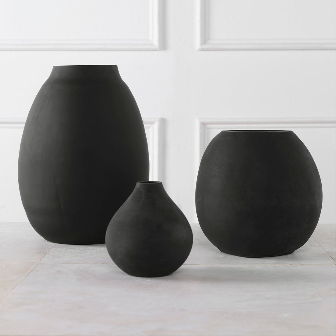 Uttermost Hearth Matte Black Vases, 3-Piece Set