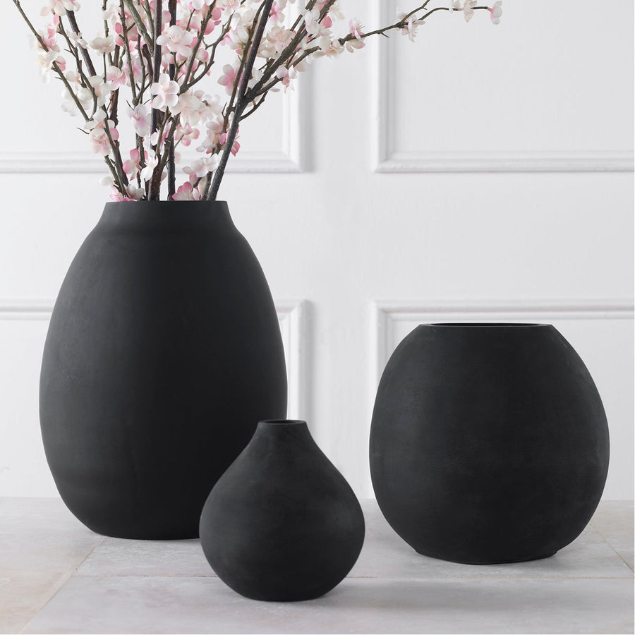 Uttermost Hearth Matte Black Vases, 3-Piece Set