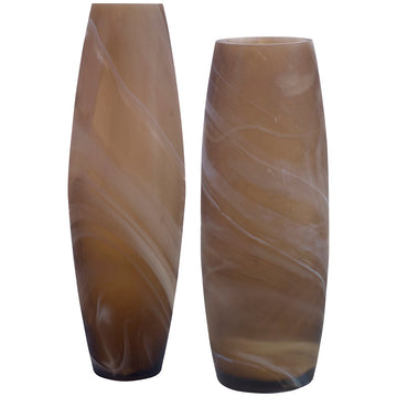 Uttermost Delicate Swirl Caramel Glass Vases, 2-Piece Set