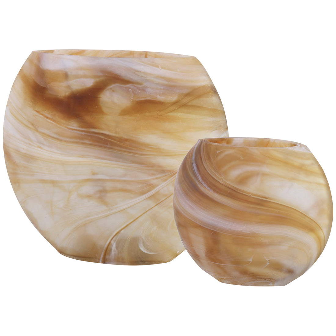 Uttermost Fusion Swirled Caramel and Ivory Vases, 2-Piece Set