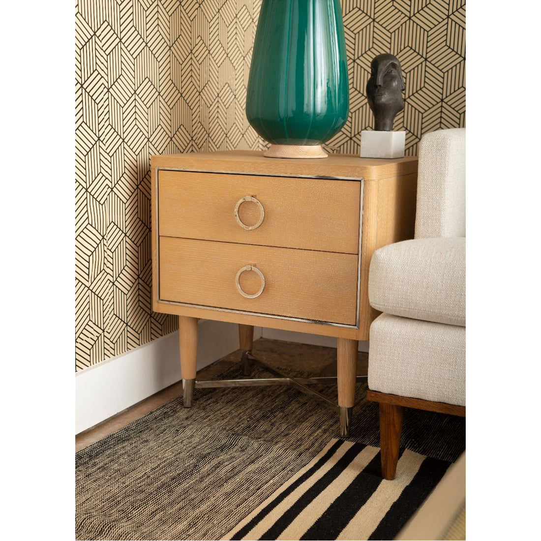 Villa & House Adrian 2-Drawer Side Table with Owen Pull