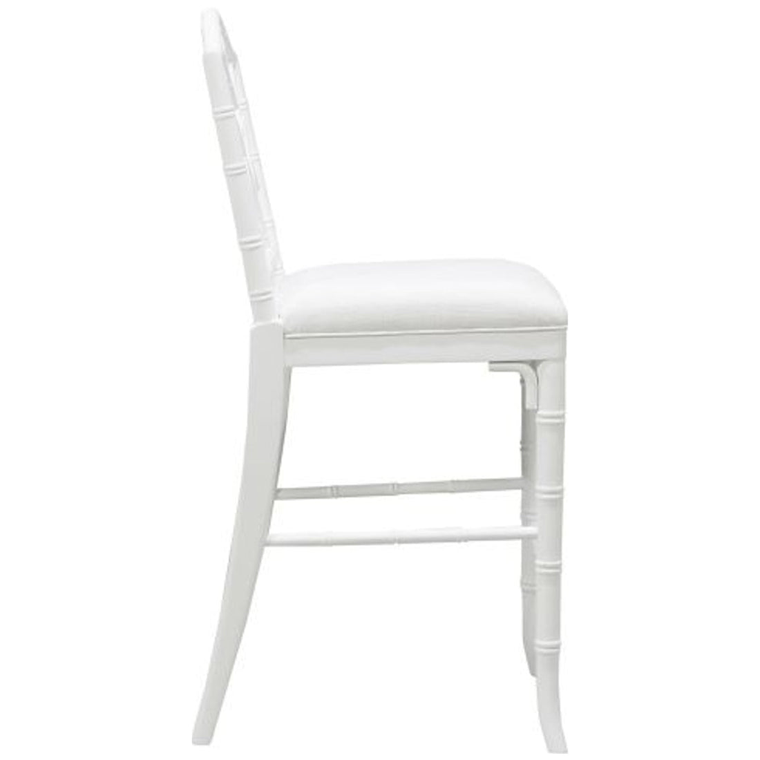 Worlds Away Chippendale Style Bamboo Counter Stool in White Lacquer