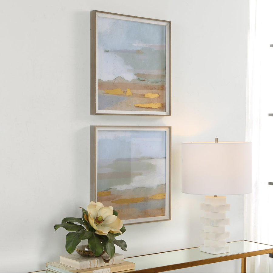 Uttermost Abstract Coastline Framed Prints, Set of 2