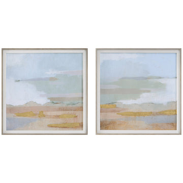 Uttermost Abstract Coastline Framed Prints, Set of 2